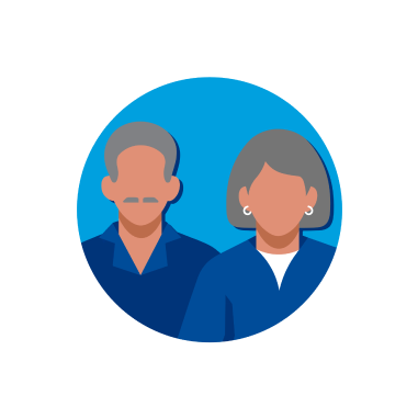 Icon of 2 people representing people in their older age of being a risk factor for PAD