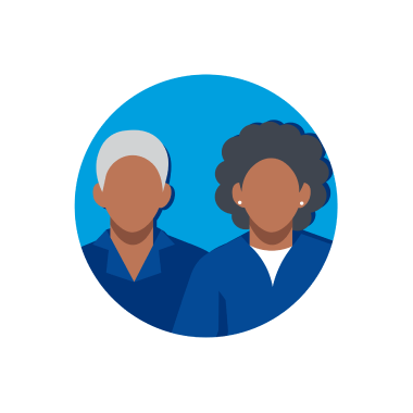 Icon of 2 people representing people in their older age of being a risk factor for PAD